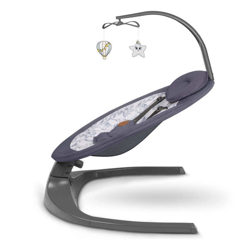 Lionelo - Detská hojdačka s melódiou RALF 4xAA šedo-biela + diaľkové ovládanie