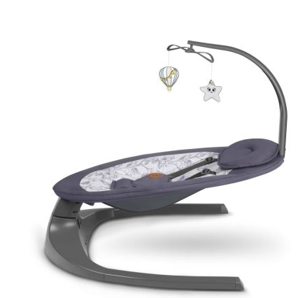 Lionelo - Detská hojdačka s melódiou RALF 4xAA šedo-biela + diaľkové ovládanie