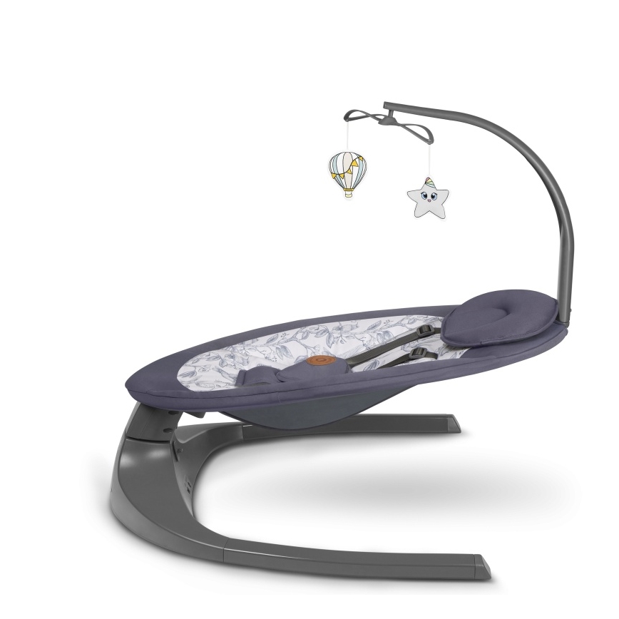 Lionelo - Detská hojdačka s melódiou RALF 4xAA šedo-biela + diaľkové ovládanie