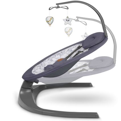 Lionelo - Detská hojdačka s melódiou RALF 4xAA šedo-biela + diaľkové ovládanie