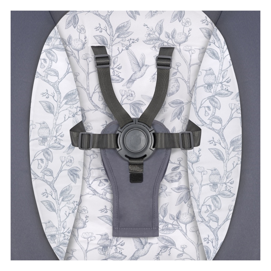 Lionelo - Detská hojdačka s melódiou RALF 4xAA šedo-biela + diaľkové ovládanie