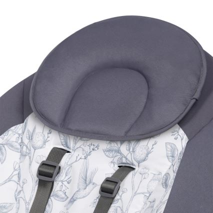 Lionelo - Detská hojdačka s melódiou RALF 4xAA šedo-biela + diaľkové ovládanie