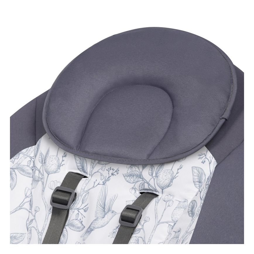 Lionelo - Detská hojdačka s melódiou RALF 4xAA šedo-biela + diaľkové ovládanie