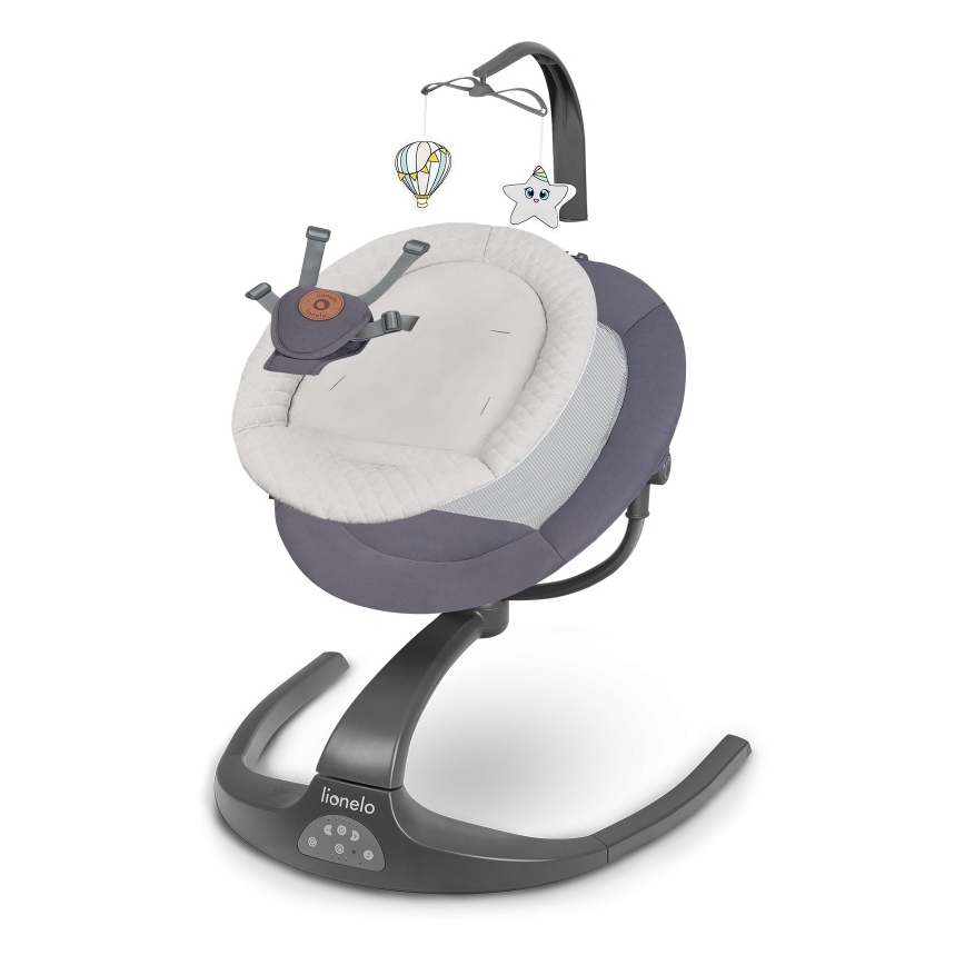 Lionelo - Detská hojdačka s melódiou RINA 4xAA Grey Concrete + diaľkové ovládanie