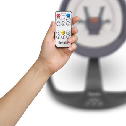 Lionelo - Detská hojdačka s melódiou RINA 4xAA Grey Concrete + diaľkové ovládanie