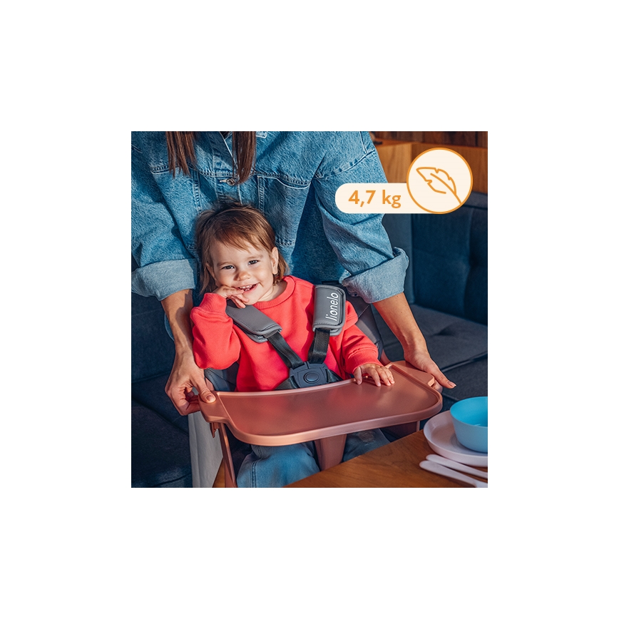 Lionelo - Detská jedálenská stolička 2 v 1 KOEN Pink Rose