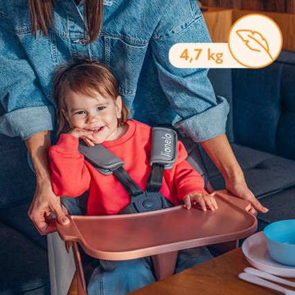 Lionelo - Detská jedálenská stolička 2v1 KOEN Pink Rose