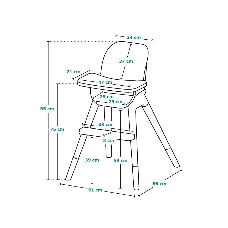 Lionelo - Detská jedálenská stolička 2v1 MONA Black Onyx