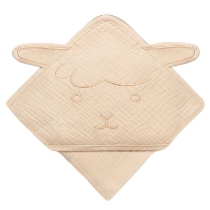 Lionelo - Detská osuška s kapucňou MUSLIN HOODED TOWEL Béžová (Sand)