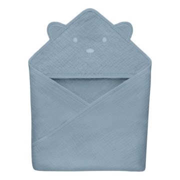 Lionelo - Detská osuška s kapucňou MUSLIN HOODED TOWEL Grey Sky
