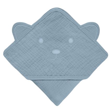 Lionelo - Detská osuška s kapucňou MUSLIN HOODED TOWEL Grey Sky