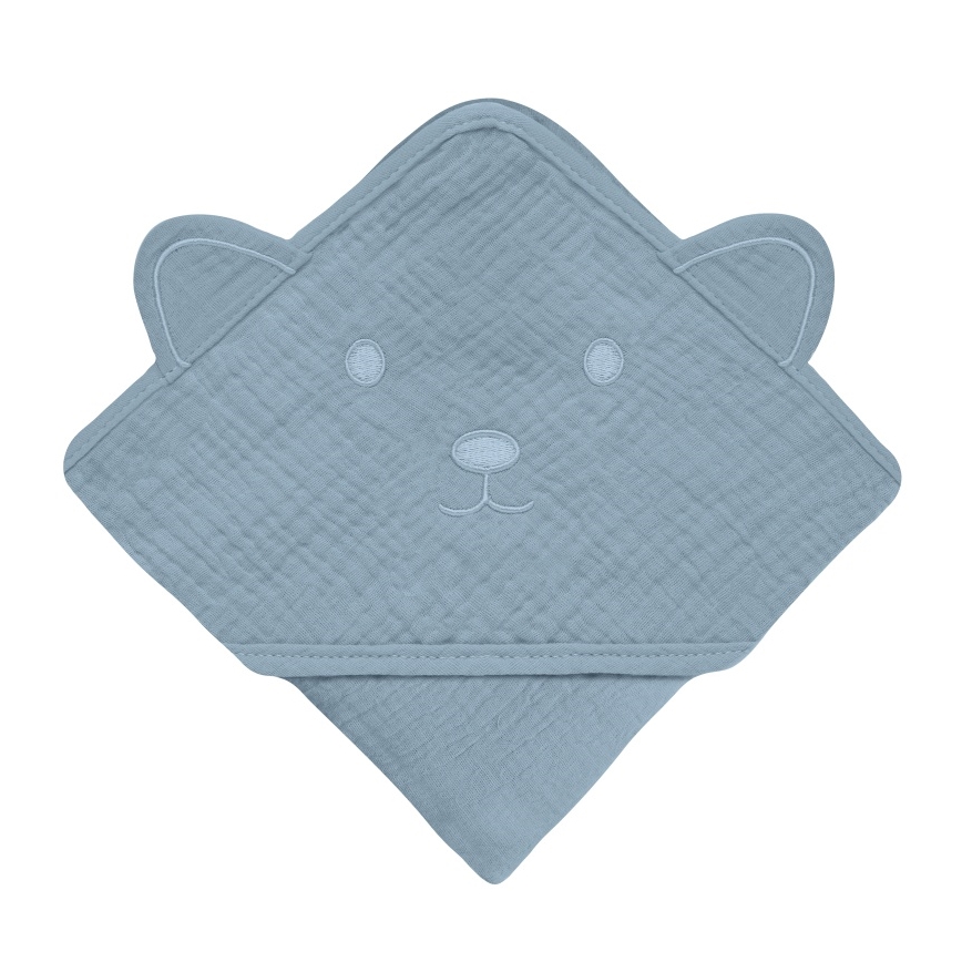 Lionelo - Detská osuška s kapucňou MUSLIN HOODED TOWEL Grey Sky
