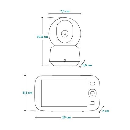 Lionelo - Detská pestúnka s monitorom BABYLINE 9.1 5V 3600 mAh