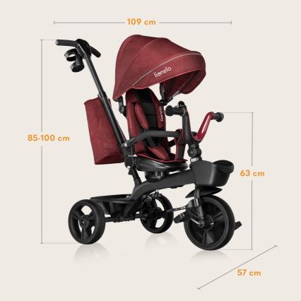 Lionelo - Detská trojkolka KORI Red Burgundy