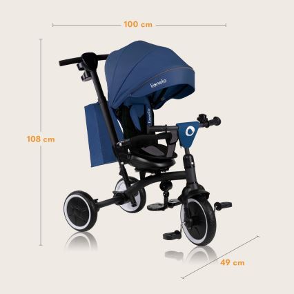 Lionelo - Detská trojkolka TRIS PLUS Blue Denim