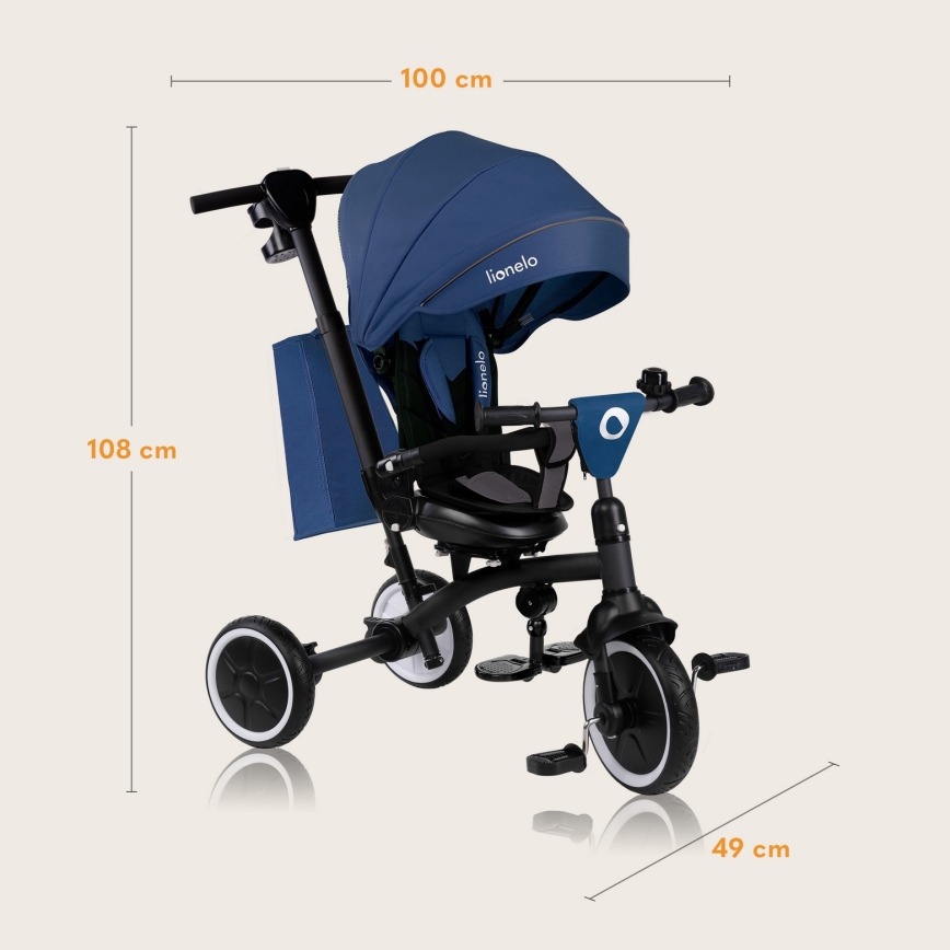 Lionelo - Detská trojkolka TRIS PLUS Blue Denim