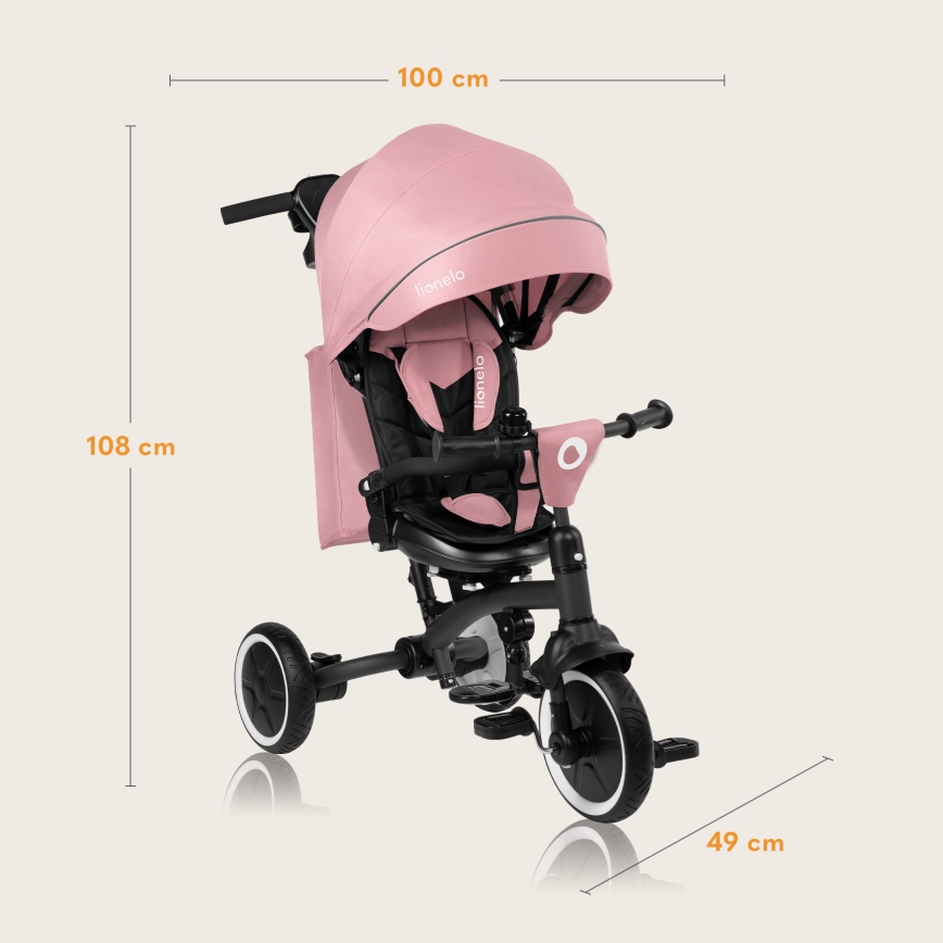 Lionelo - Detská trojkolka TRIS PLUS Pink Rose