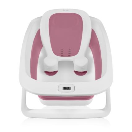 Lionelo - Detská zložiteľná vaňa s teplomerom BABY BUBBLE 2x LR44 Ružová magnólia