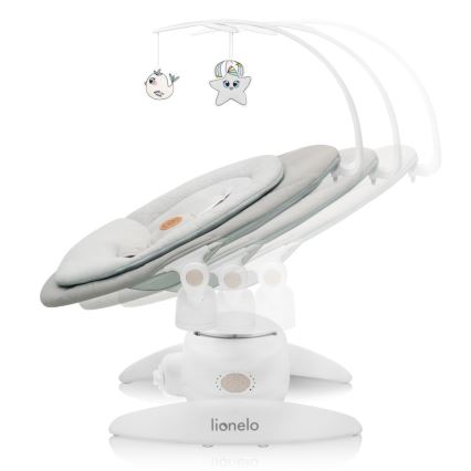 Lionelo - Detské hojdacie kresielko s melódiou MELL Beige Sand 4xAA + diaľkové ovládanie