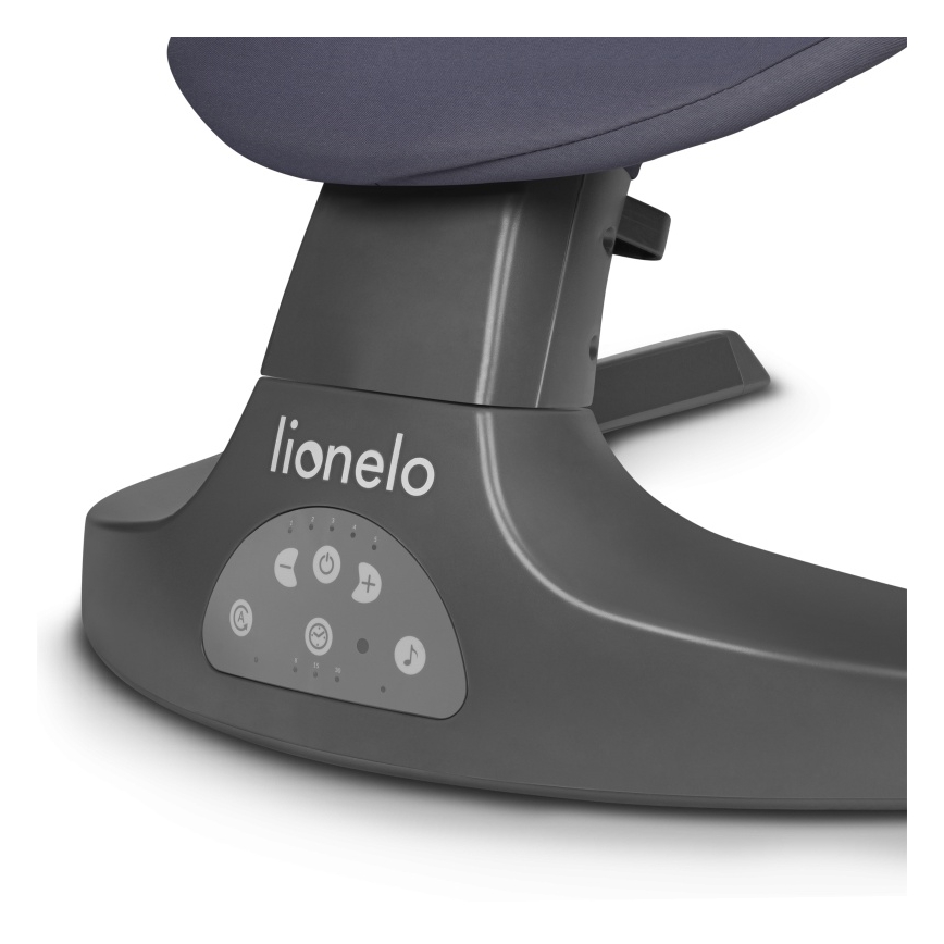 Lionelo - Detské hojdacie kresielko s melódiou RALF 4xAA Sivá/Biela + diaľkové ovládanie