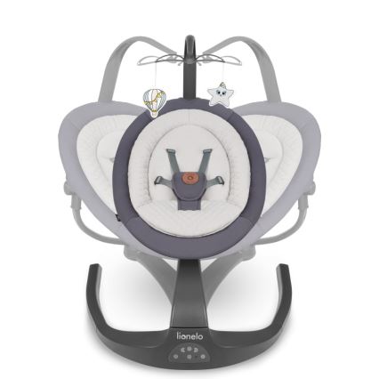 Lionelo - Detské hojdacie kresielko s melódiou RINA 4× AA Grey Concrete + diaľkové ovládanie