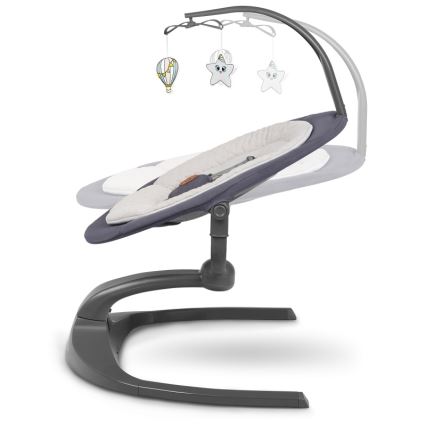 Lionelo - Detské hojdacie kresielko s melódiou RINA 4× AA Grey Concrete + diaľkové ovládanie