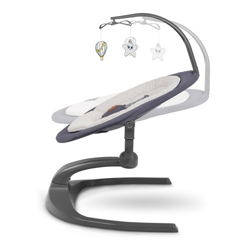 Lionelo - Detské hojdacie kresielko s melódiou RINA 4× AA Grey Concrete + diaľkové ovládanie