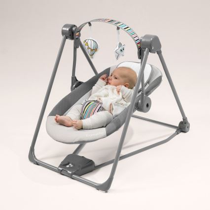 Lionelo - Detské hojdacie lehátko OTTO 4xLR14 Cozy Grey