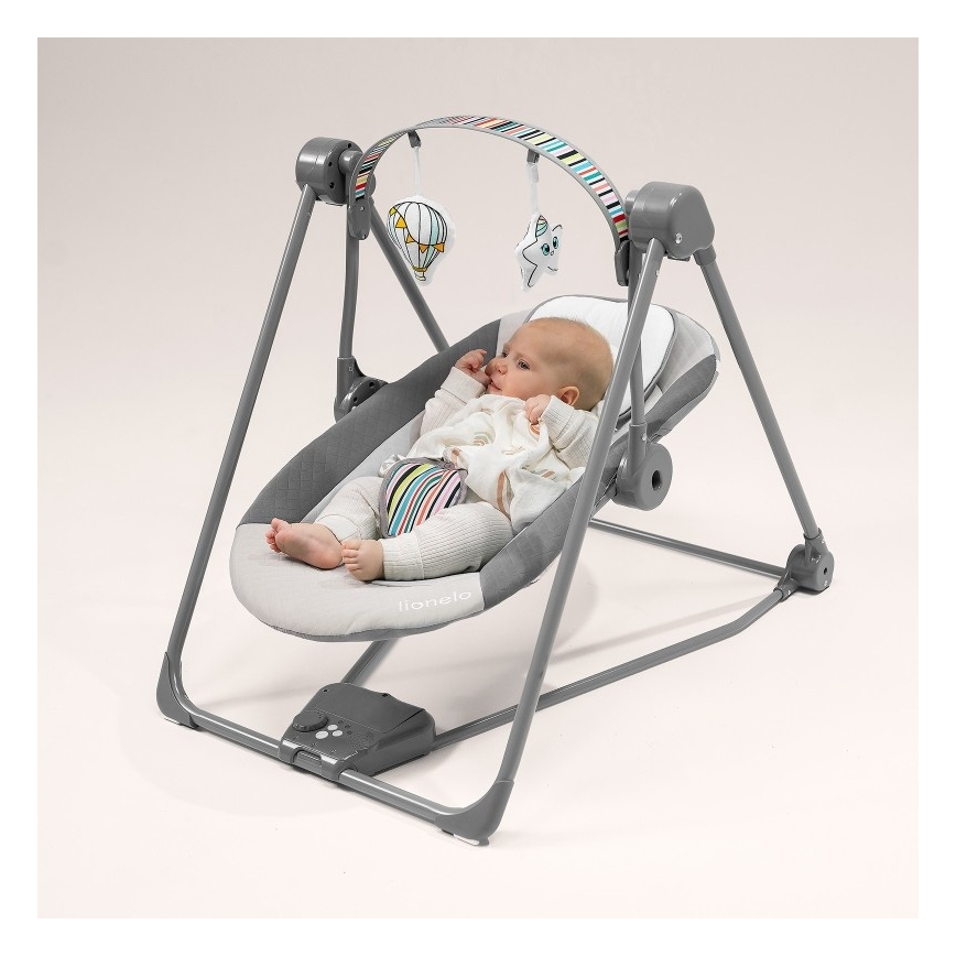 Lionelo - Detské hojdacie lehátko OTTO 4xLR14 Cozy Grey