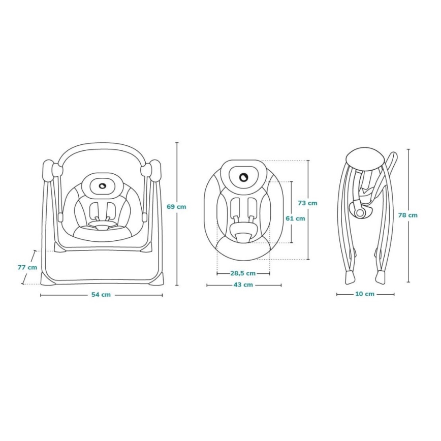 Lionelo - Detské hojdacie lehátko OTTO 4xLR14 Cozy Grey