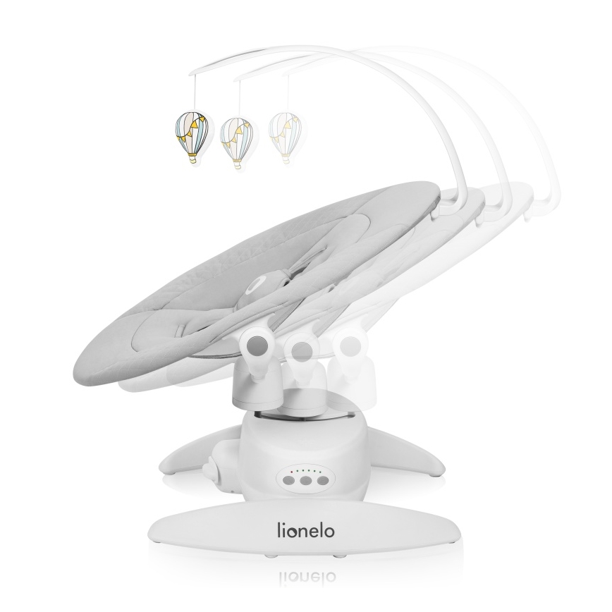 Lionelo - Detské hojdacie lehátko s melódiou IRIS Grey Concrete