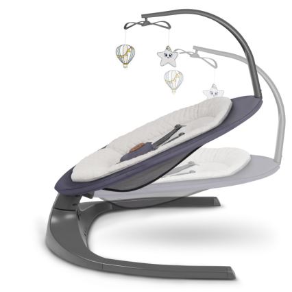 Lionelo - Detské hojdacie lehátko s melódiou RALF 4xAA Grey Graphite + diaľkové ovládanie