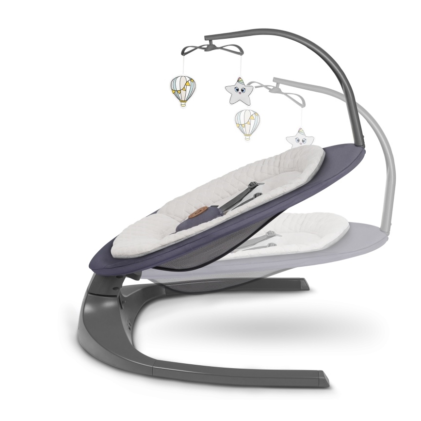 Lionelo - Detské hojdacie lehátko s melódiou RALF 4xAA Grey Graphite + diaľkové ovládanie