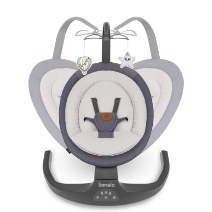 Lionelo - Detské hojdacie lehátko s melódiou RALF 4xAA Grey Graphite + diaľkové ovládanie