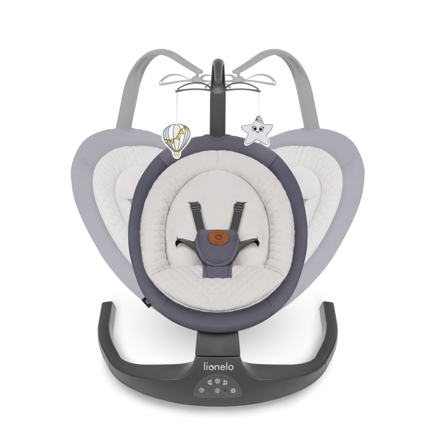 Lionelo - Detské hojdacie lehátko s melódiou RALF 4xAA Grey Graphite + diaľkové ovládanie