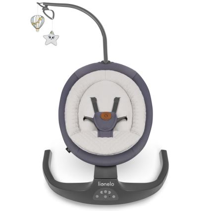 Lionelo - Detské hojdacie lehátko s melódiou RALF 4xAA Grey Graphite + diaľkové ovládanie