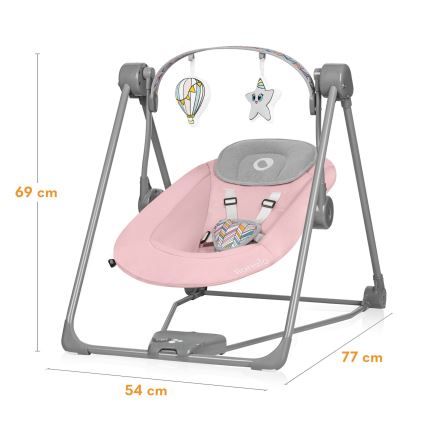 Lionelo - Detské hojdátko OTTO 4xLR14 Pink Baby