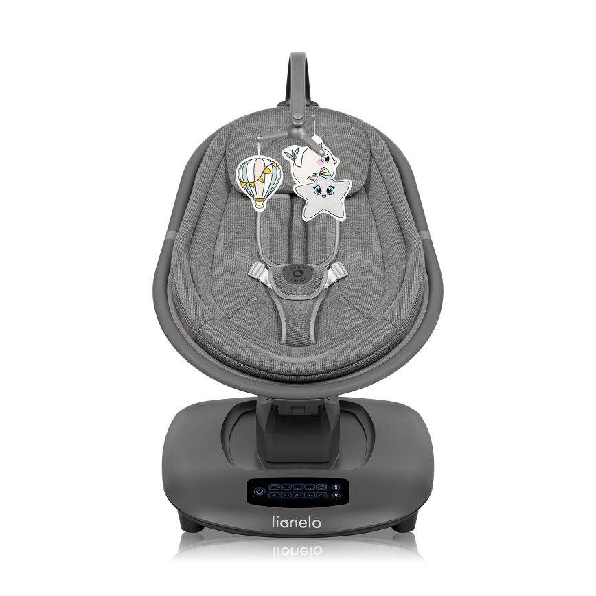 Lionelo - Detské húpacie kresielko s melódiou BLOSSOM Grey Concrete + diaľkové ovládanie