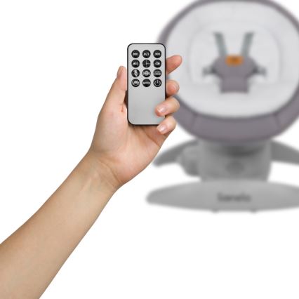 Lionelo - Detské húpacie kresielko s melódiou MELL Grey Stone 4xAA + diaľkové ovládanie