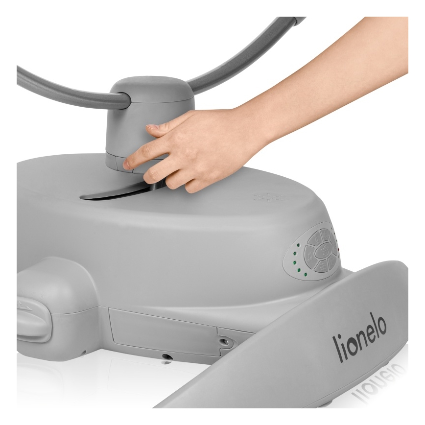 Lionelo - Detské húpacie kresielko s melódiou MELL Grey Stone 4xAA + diaľkové ovládanie