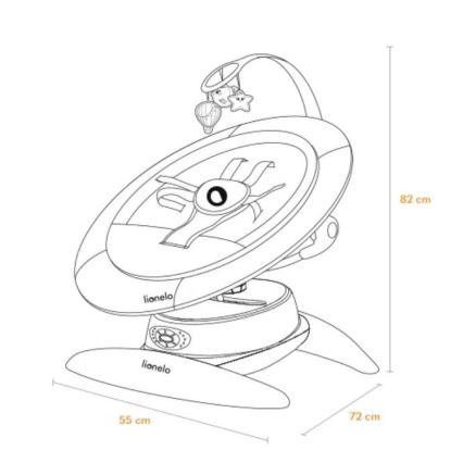 Lionelo - Detské húpacie kresielko s melódiou MELL Grey Stone 4xAA + diaľkové ovládanie
