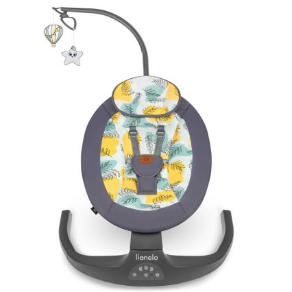 Lionelo - Detské húpacie kresielko s melódiou RALF 4xAA Grey Concrete + diaľkové ovládanie