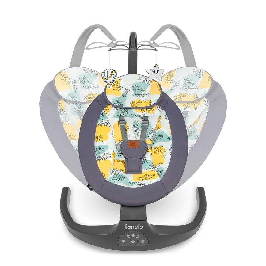 Lionelo - Detské húpacie kresielko s melódiou RALF 4xAA Grey Concrete + diaľkové ovládanie