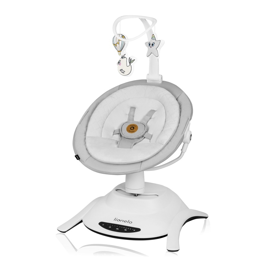 Lionelo - Detská hojdačka s melódiou 2v1 BELLA 4xAA Betónová sivá + diaľkové ovládanie