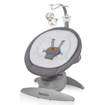 Lionelo - Detské húpacie lehátko s melódiou MELL Grey Stone 4xAA + diaľkové ovládanie