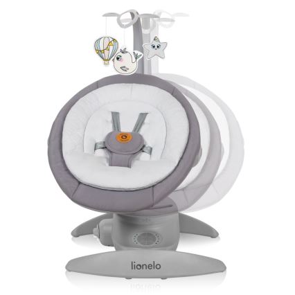 Lionelo - Detské húpacie lehátko s melódiou MELL Grey Stone 4xAA + diaľkové ovládanie
