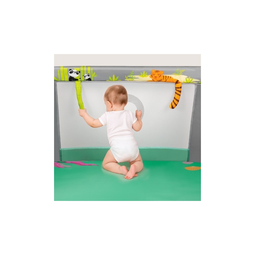 Lionelo - Hracia ohrádka MILLE PLUS sivá a zelená