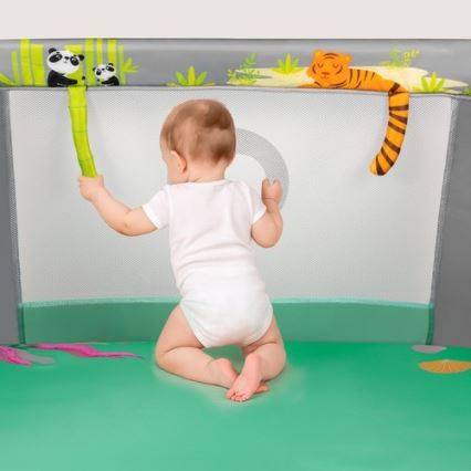 Lionelo - Hracia ohrádka MILLE PLUS Sivá zelená