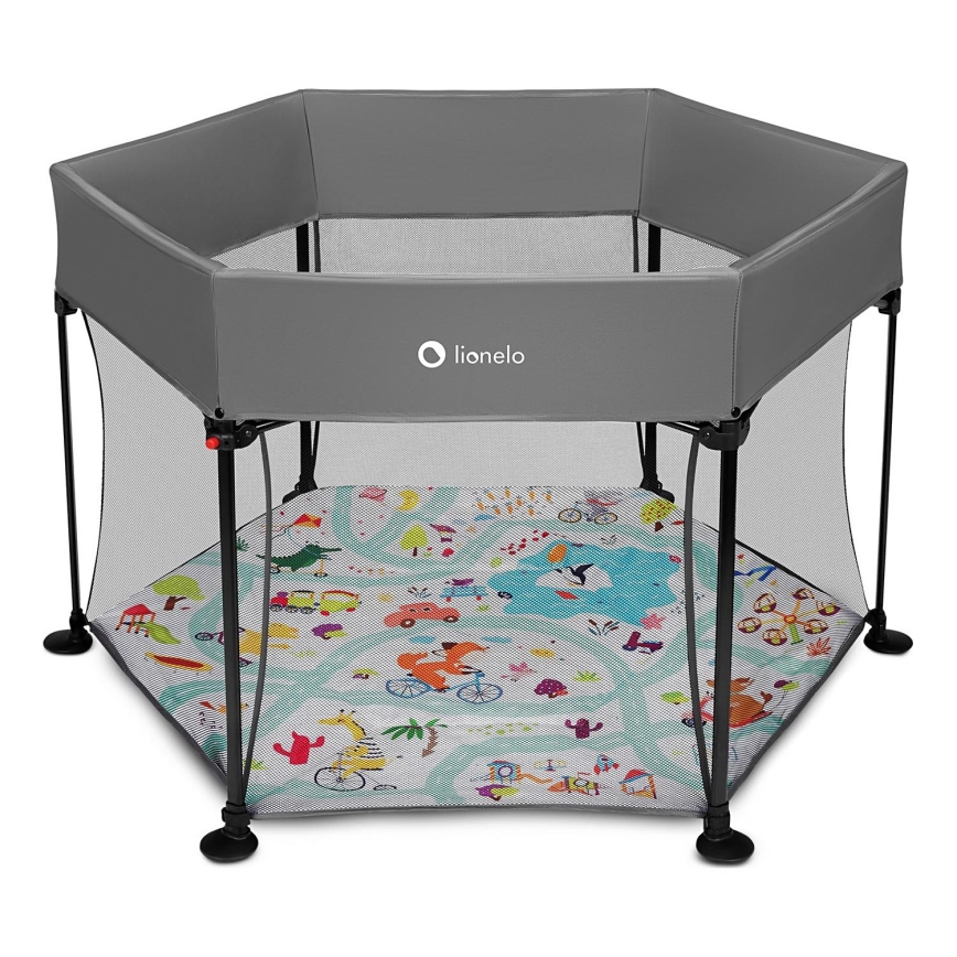 Lionelo - Hracia ohrádka ROEL Šedá Multicolor