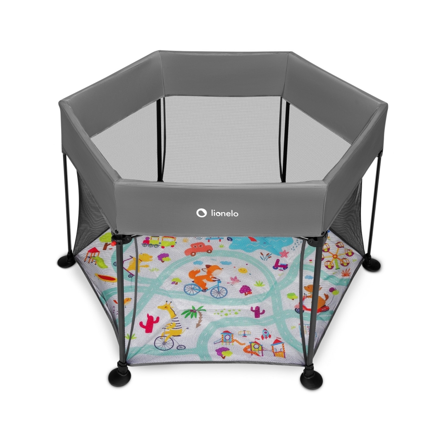 Lionelo - Hracia ohrádka ROEL Šedá Multicolor